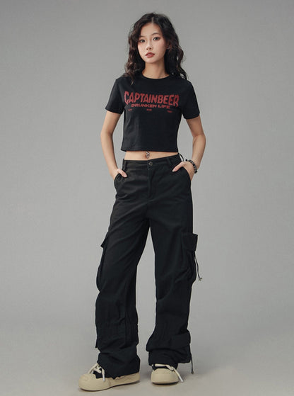 Waist Cropped Crew Neck T-Shirt