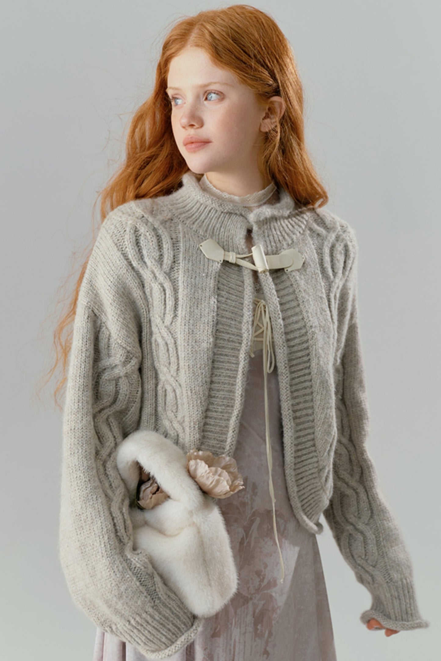 Cable Knit Wool Cardigan Jacket