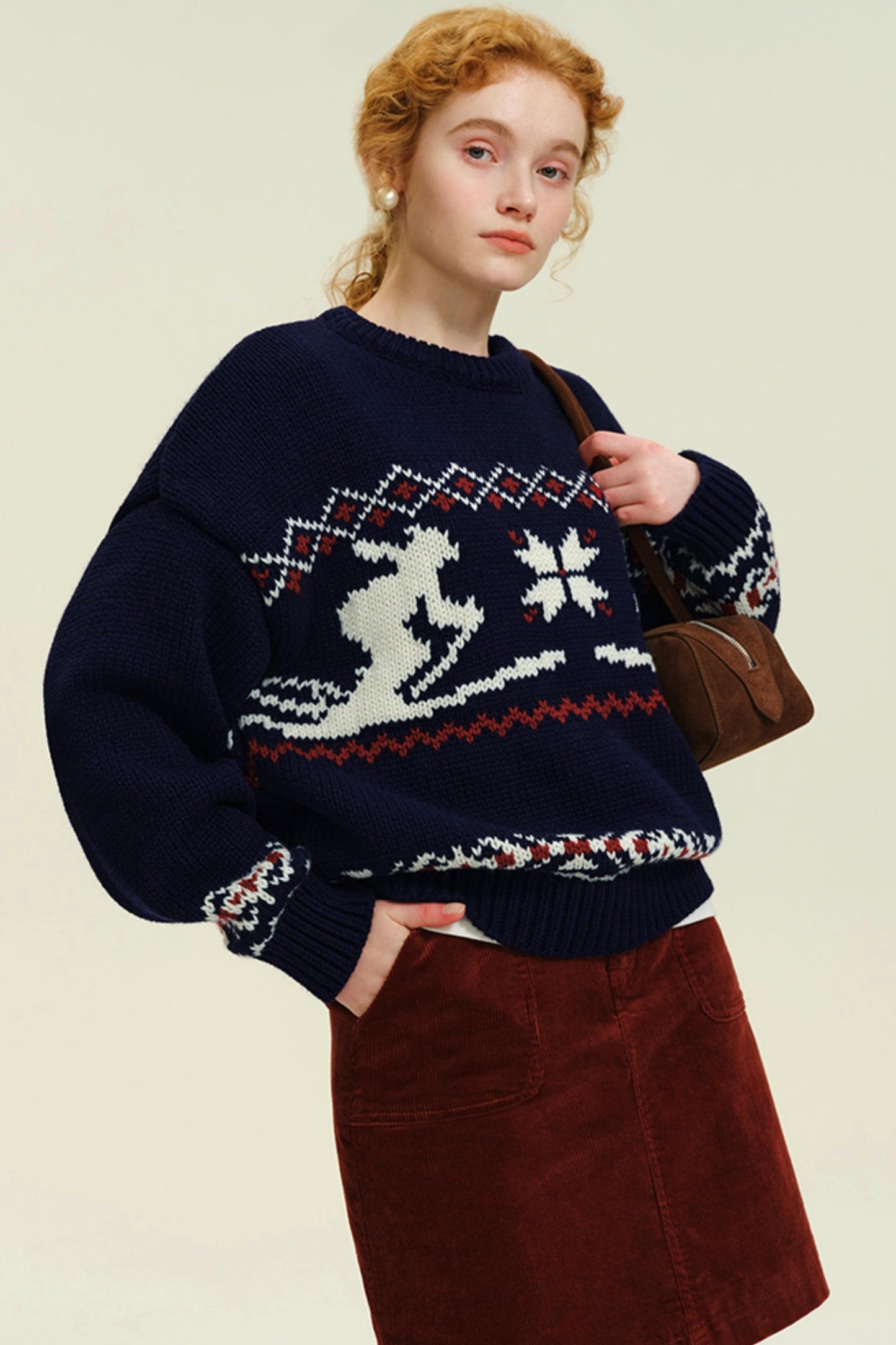 Nordic Pattern Knit Sweater Set-Up