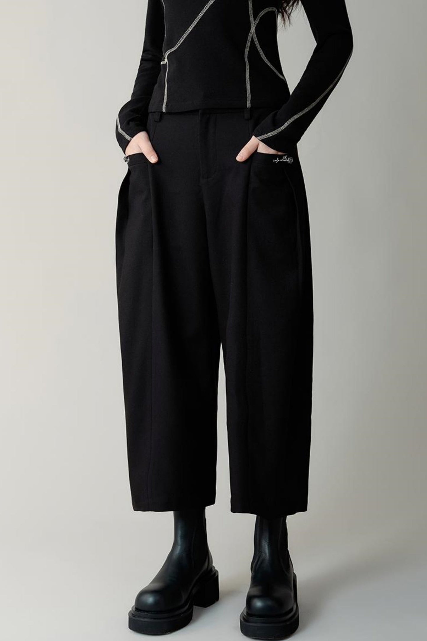 Stacked Wide Leg Cocoon Pants