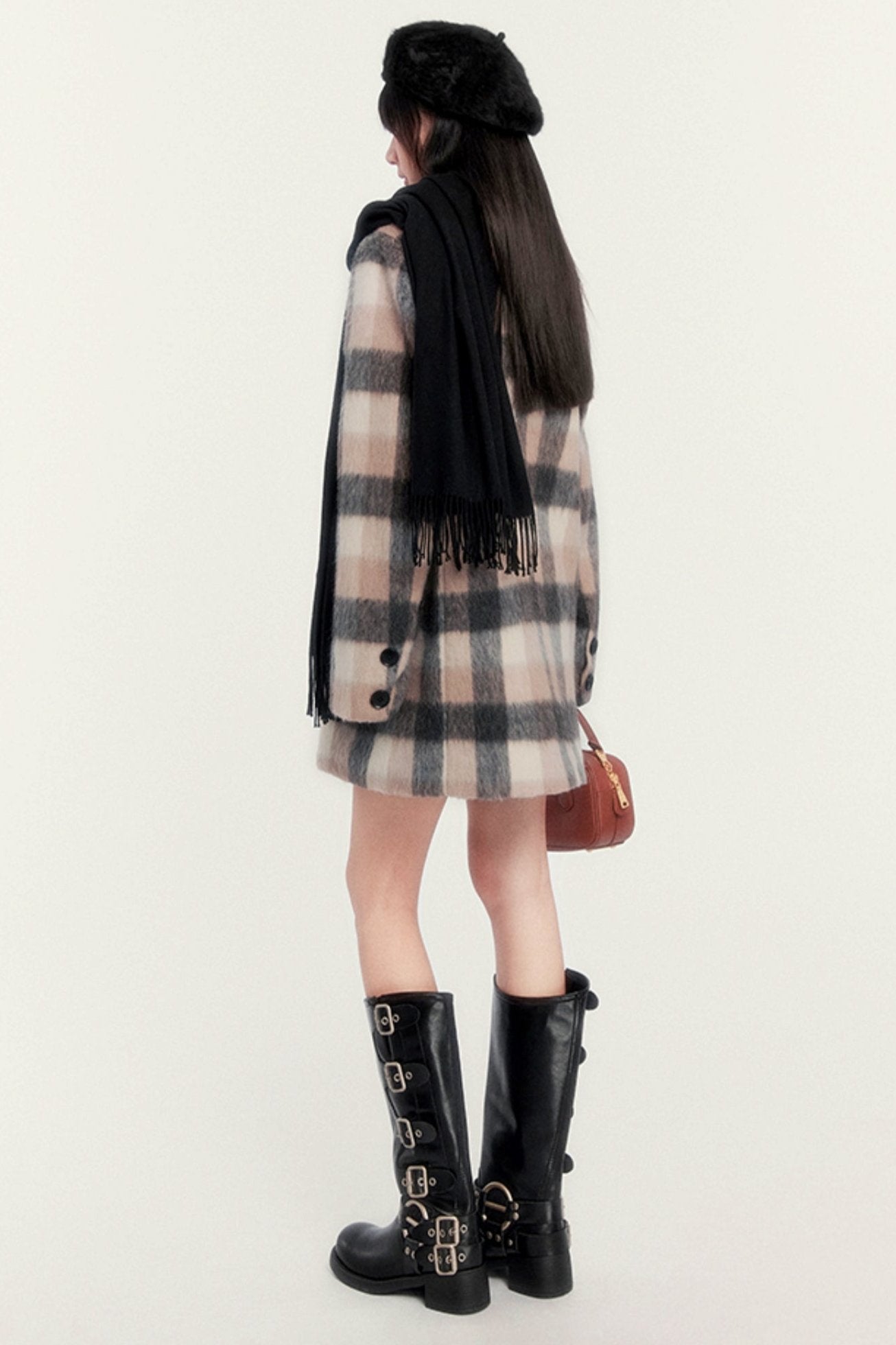 VERSATILE RETRO CHECK TWEED COAT