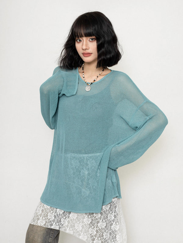 Mesh Cut-Out Knit Top