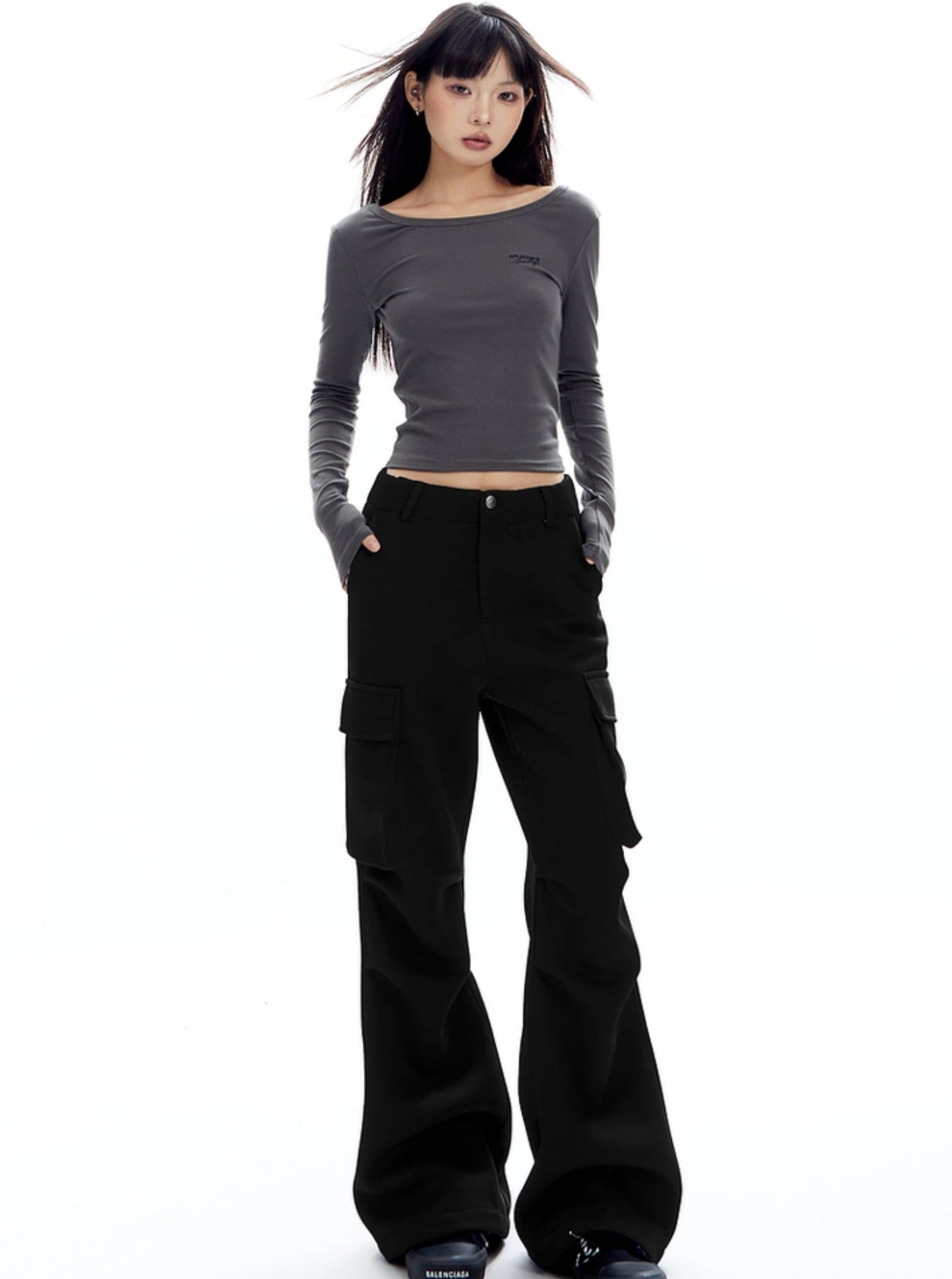 Pleated Loose Skinny Leggings Cargo Pants