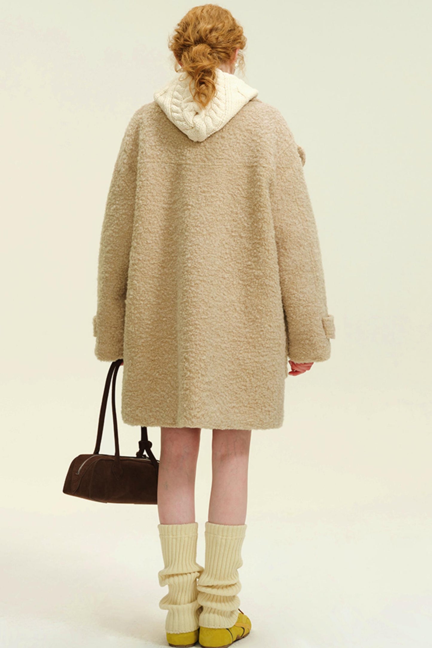 Horn Buckle Stand-Collar Wool Coat