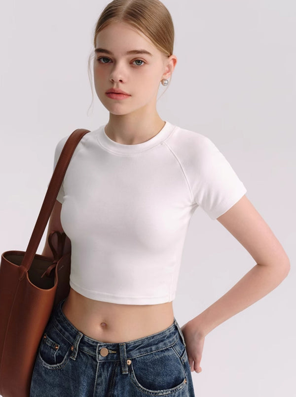 Slim White Crop T-Shirt