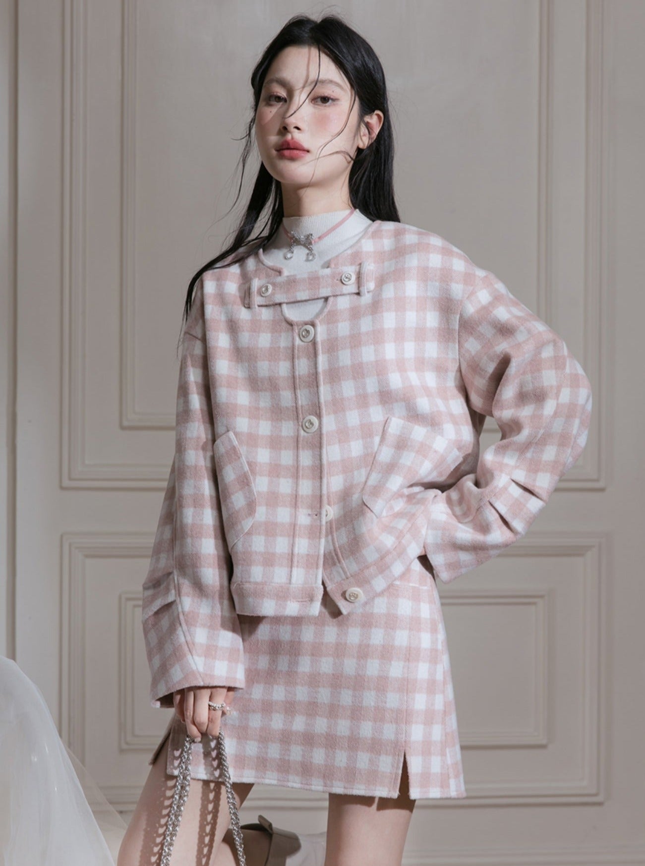 Camellia Pink Plaid Set