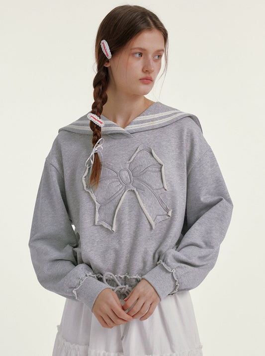 Vintage Bow Grey Sweatshirt Top