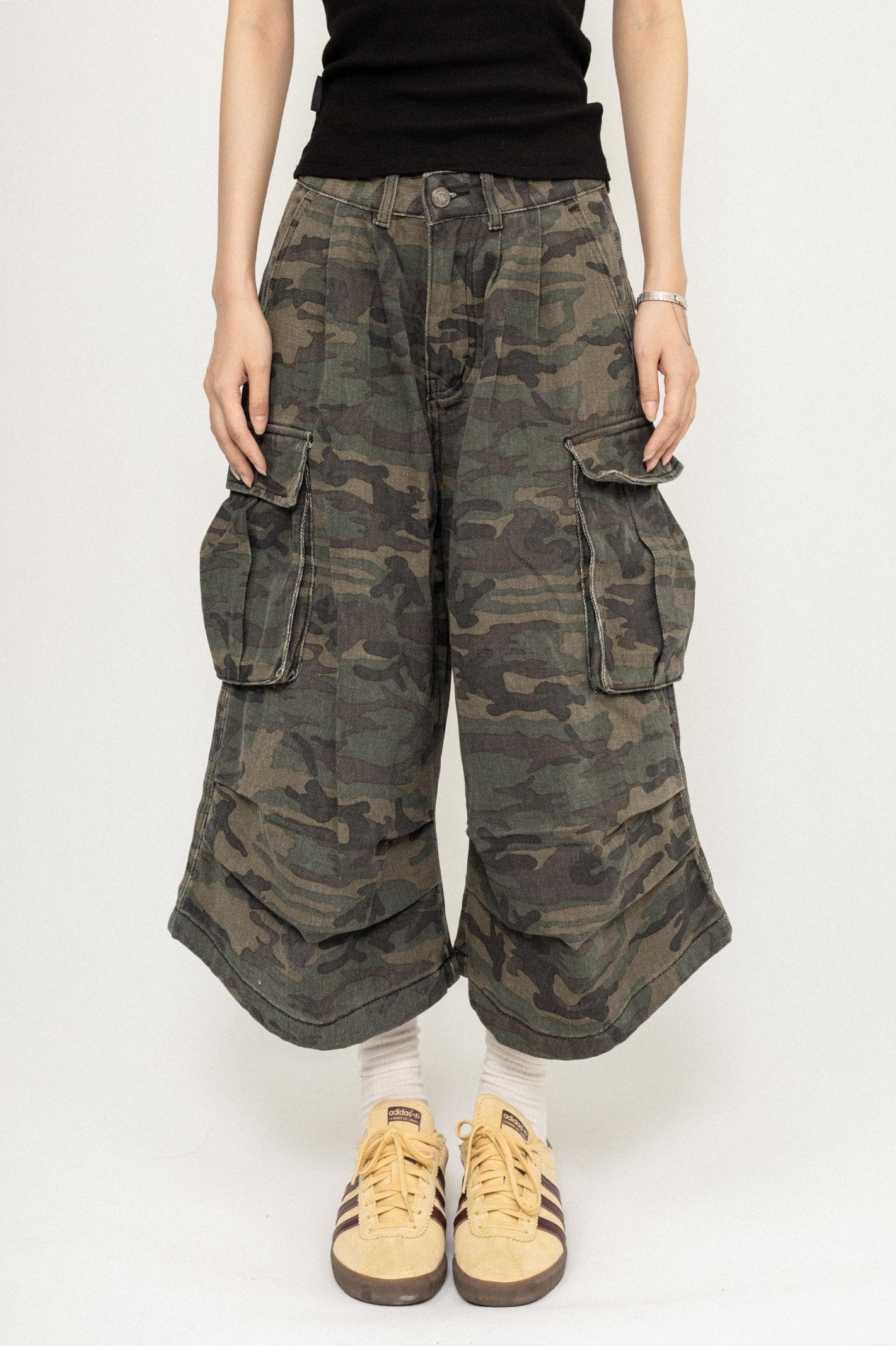 American Retro Camouflage Cropped Pants