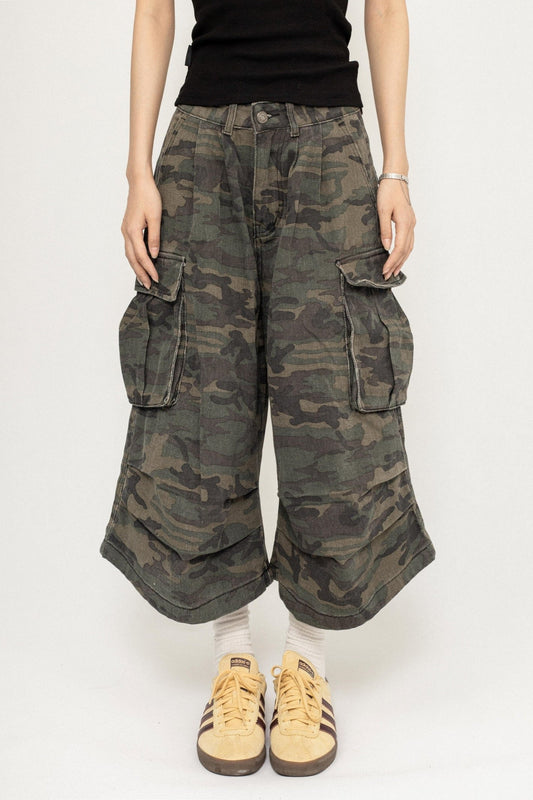 American Retro Camouflage Cropped Pants