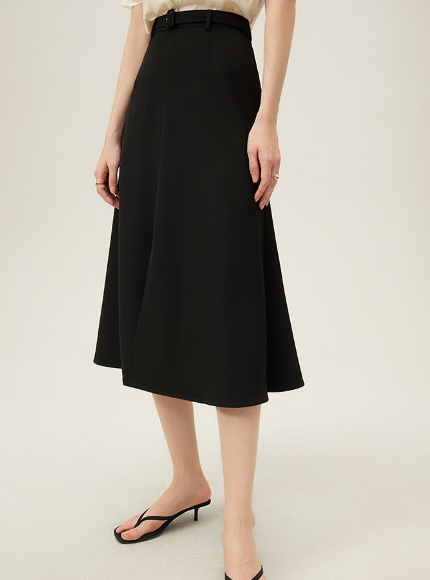 High Waist Commuter A-line Slit Skirt