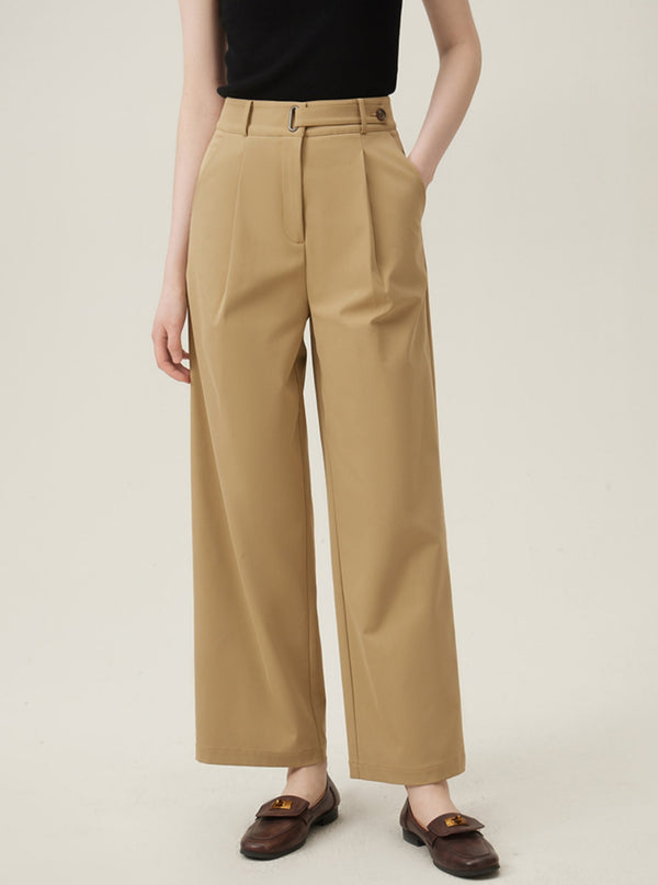 Khaki High Waist Cropped Pants