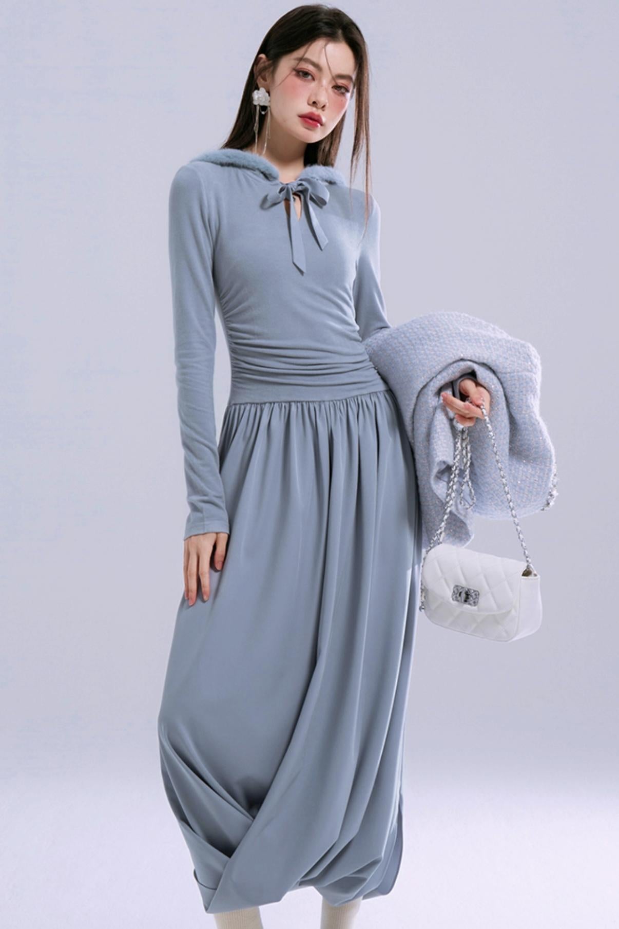 Robe à capuche bleu-gris Taylor 