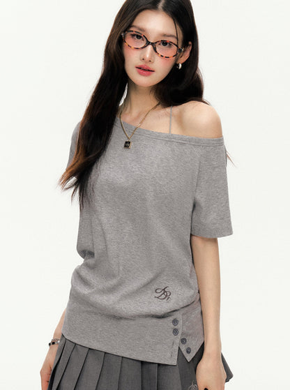 Slanted Shoulder T-Shirt