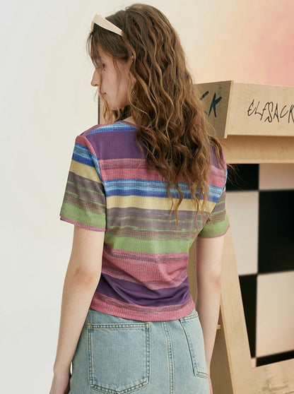 Rainbow Stripe Short Sleeve T-Shirt