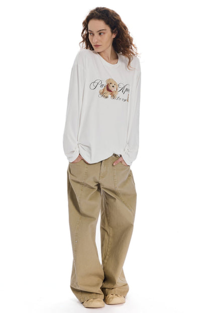 AGED LOW RISE WIDE-LEG CARGO PANTS