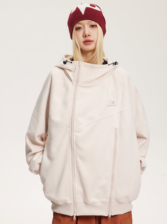 Double Zipper Hooded Sweatshirt Coat