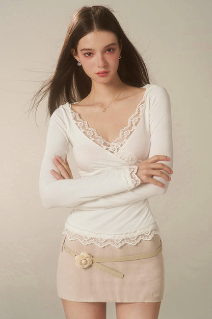 White Lace Hooded Base Top