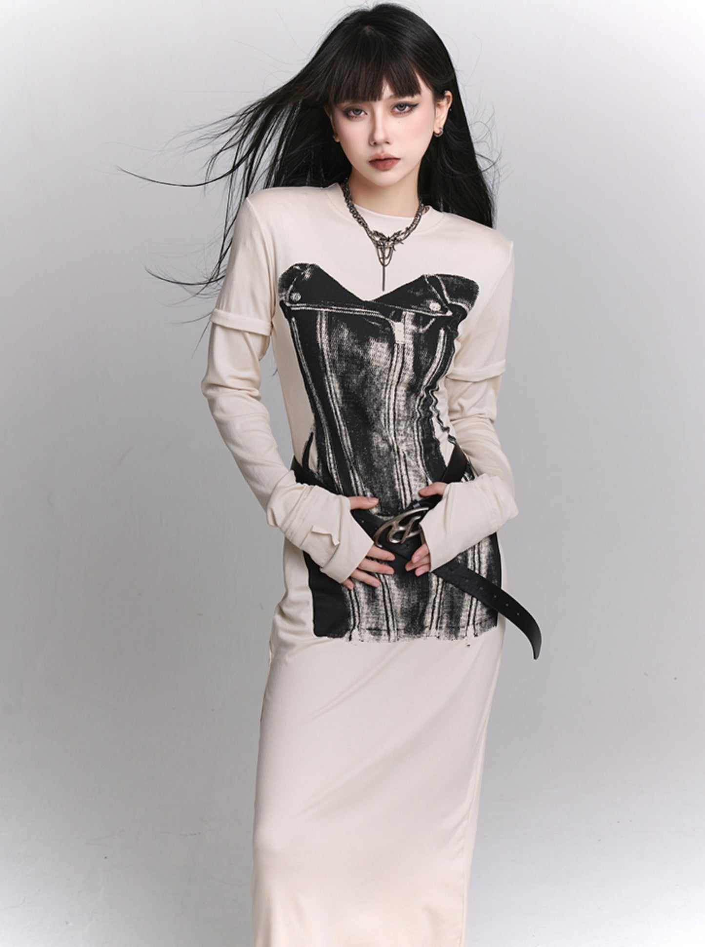 Off-White Knitted Coat Dress