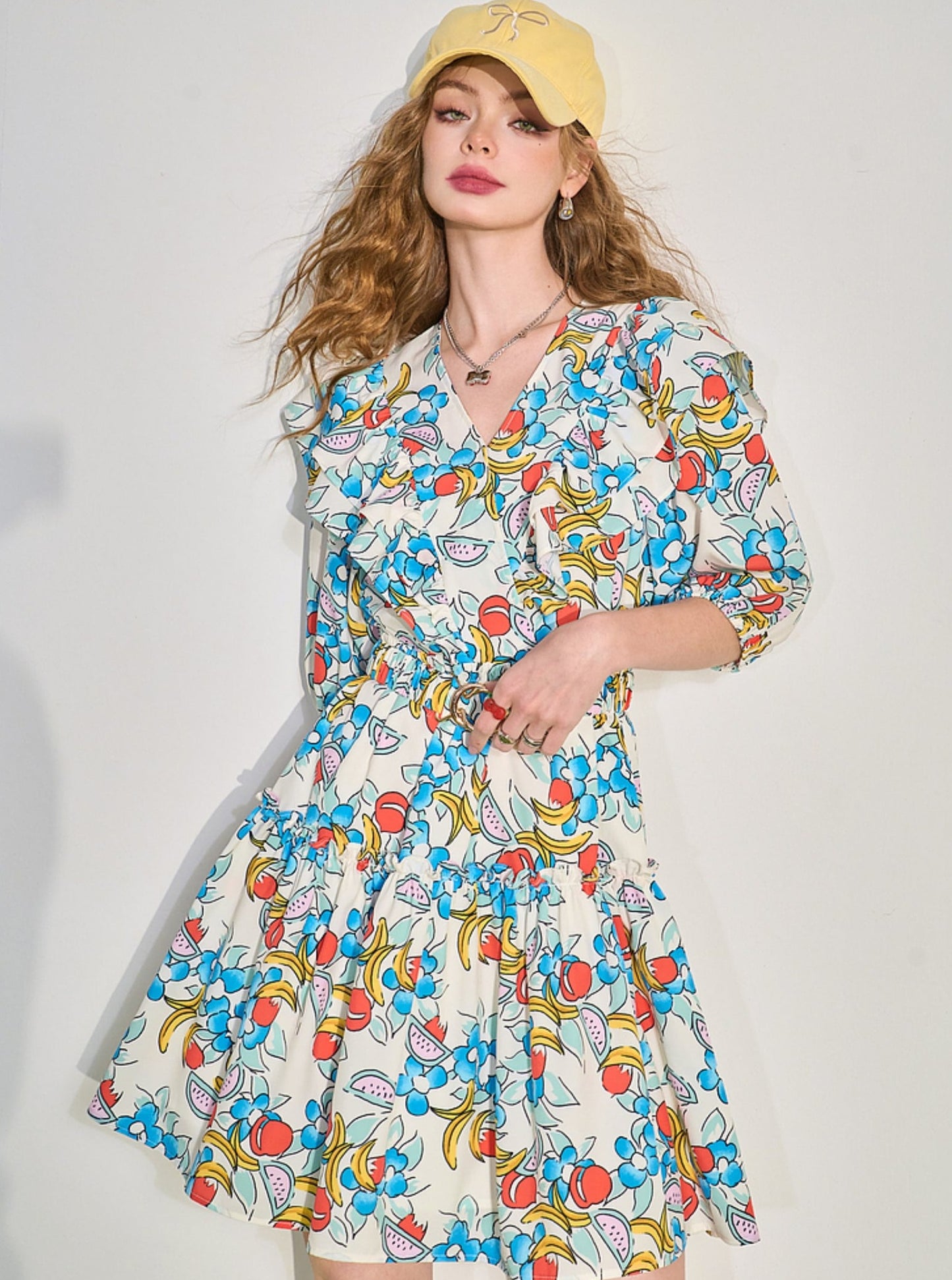 Slim Fit V-Neck Floral Dress