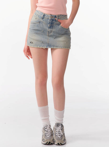 Thin High-Waisted Denim Skirt