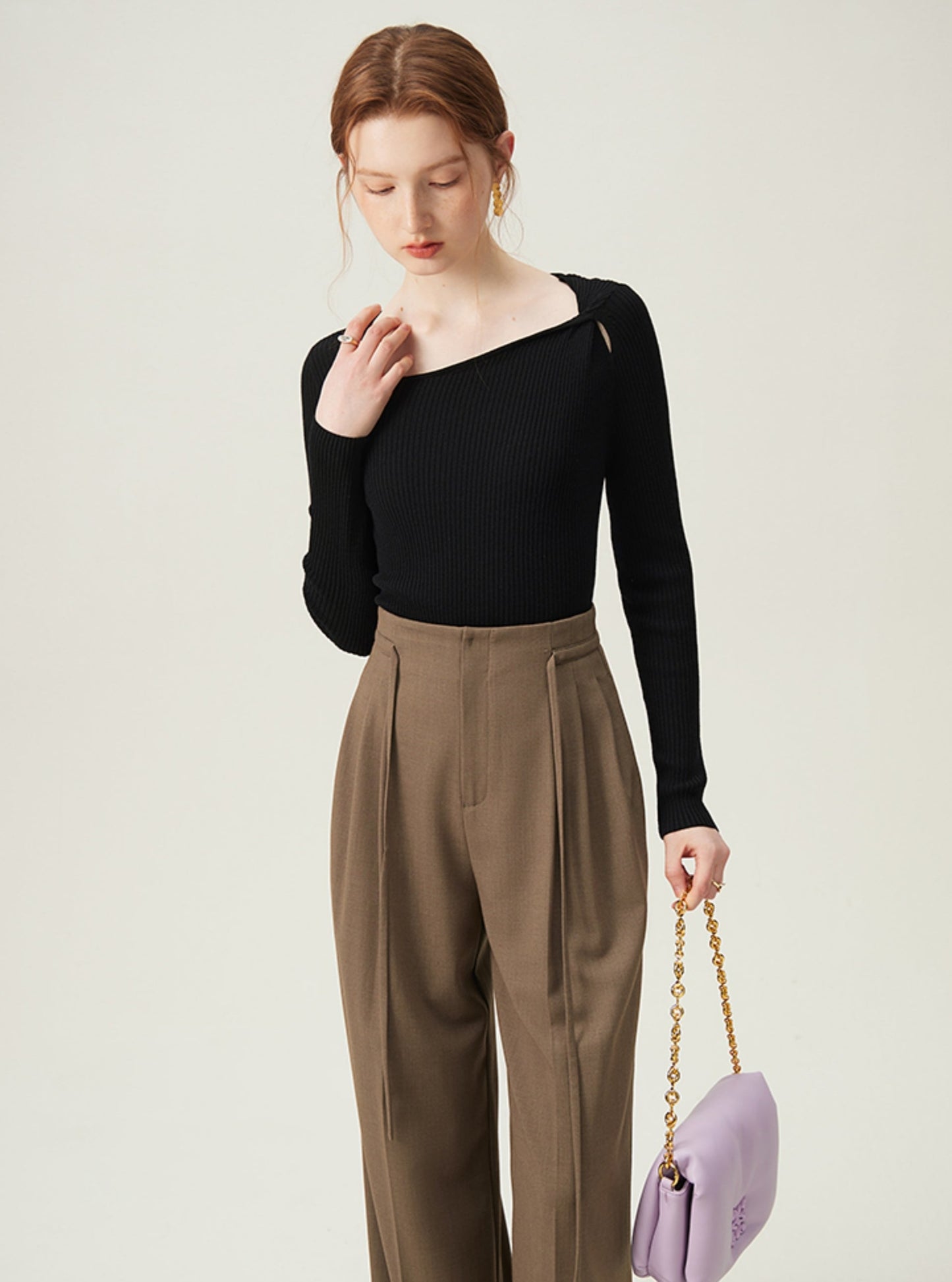 Commuting Square Neck Knit Top