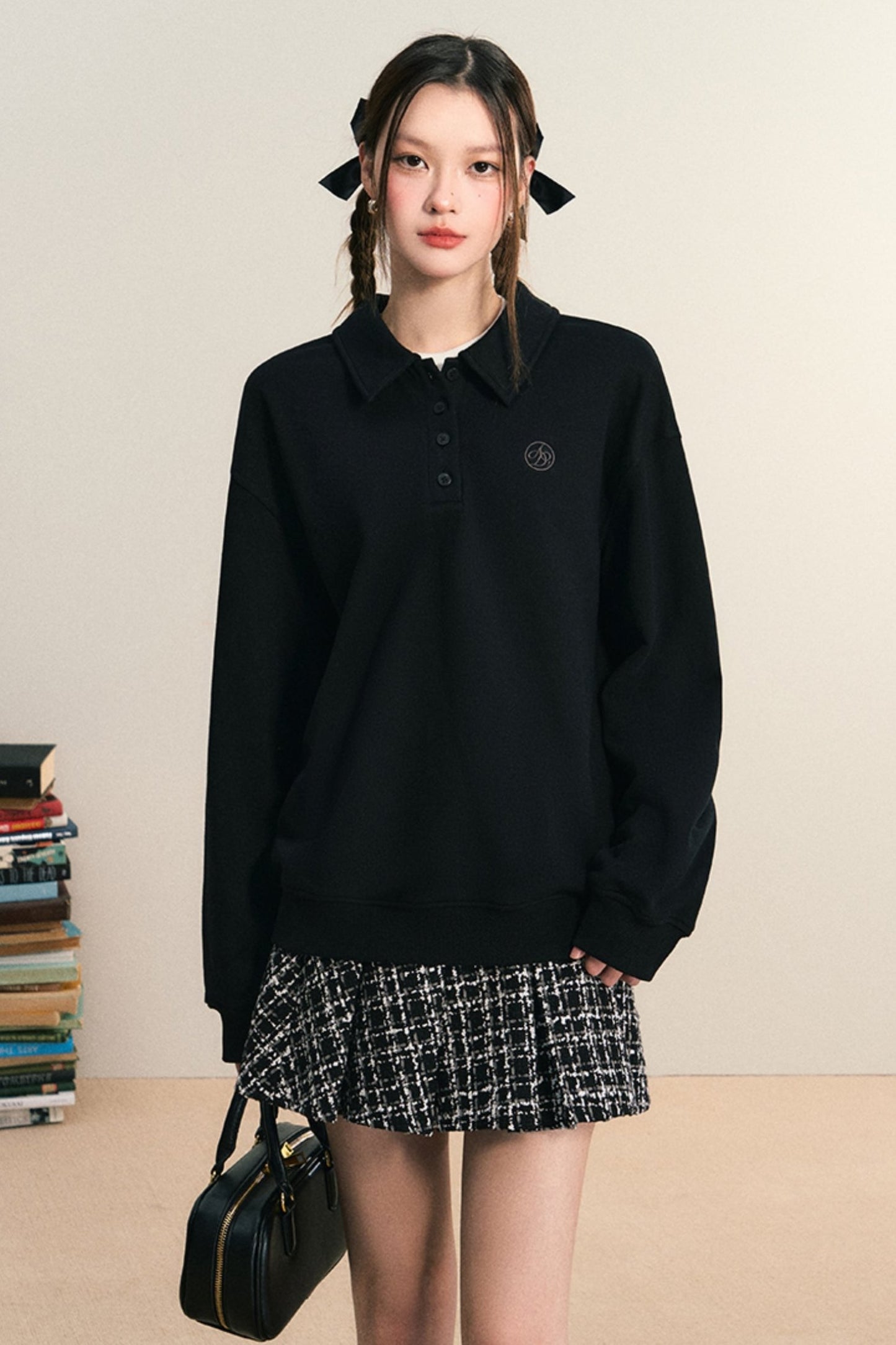 Polo Neck Loose Sweatshirt