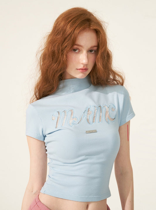Lace Lettered Slim Fit Top