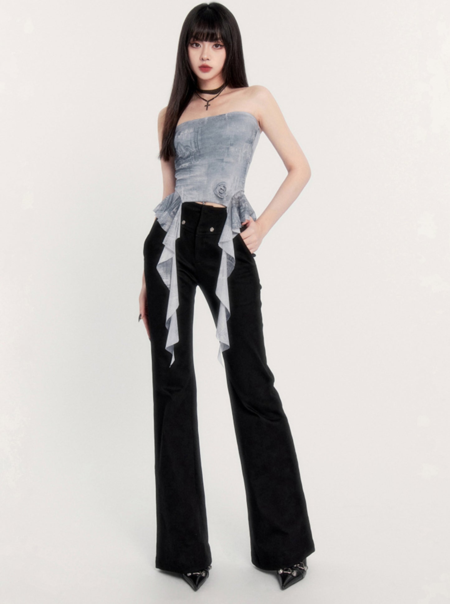 Rose Stud High Waist Trousers