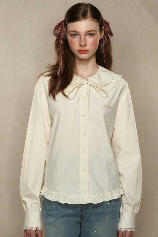 Lace Doll Collar Cropped Shirt