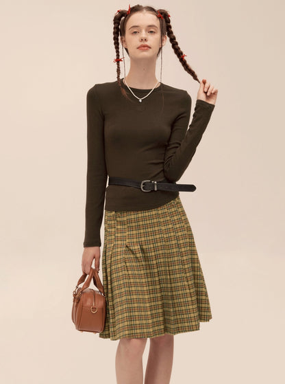 Retro Love Stud Pleated Skirt