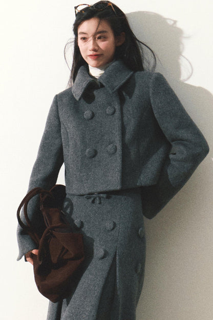 Wool Tweed Jacket Skirt Set-Up