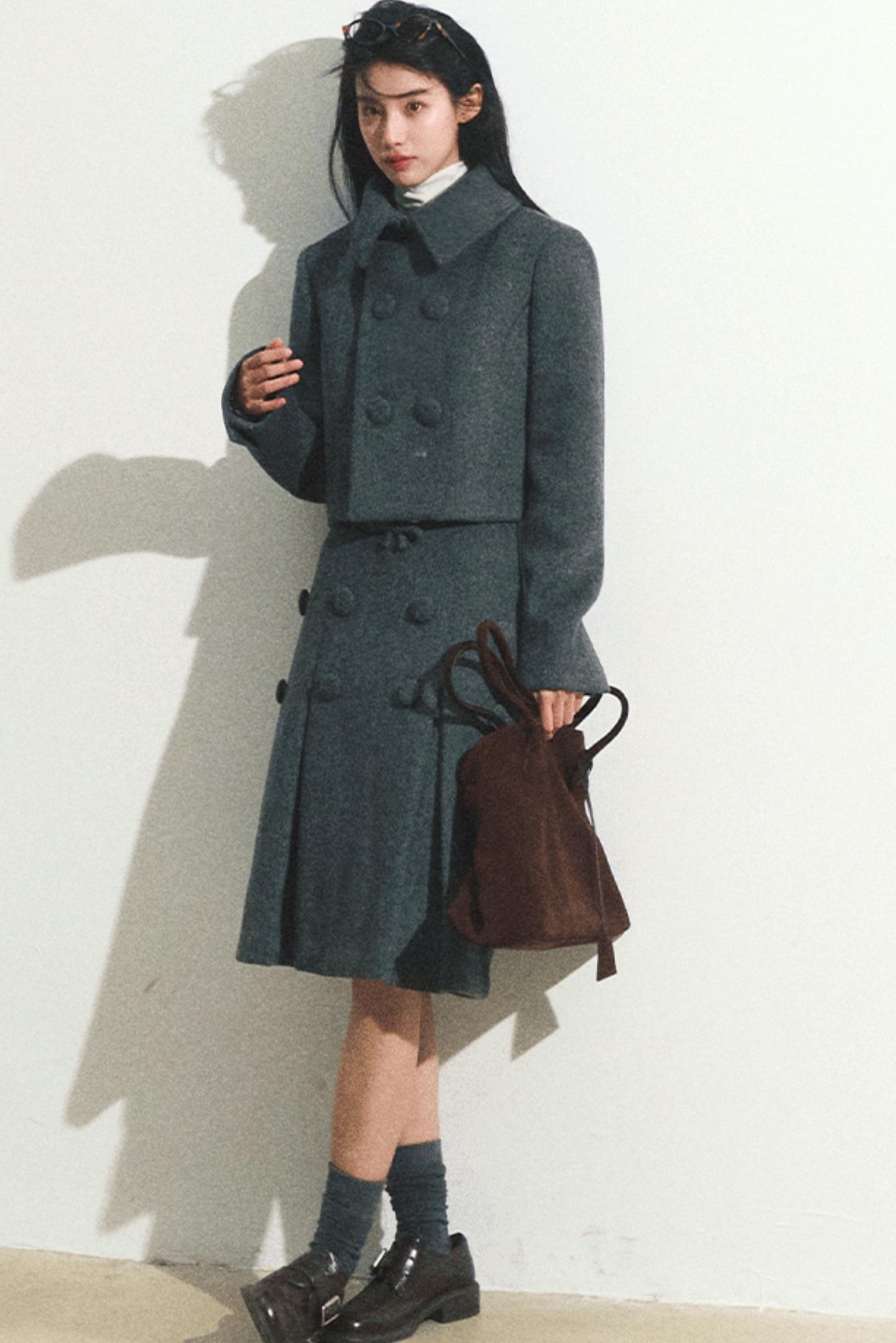 Wool Tweed Jacket Skirt Set-Up