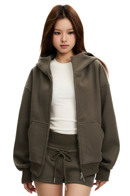 Sporty Stand Collar Hooded Short Jacket