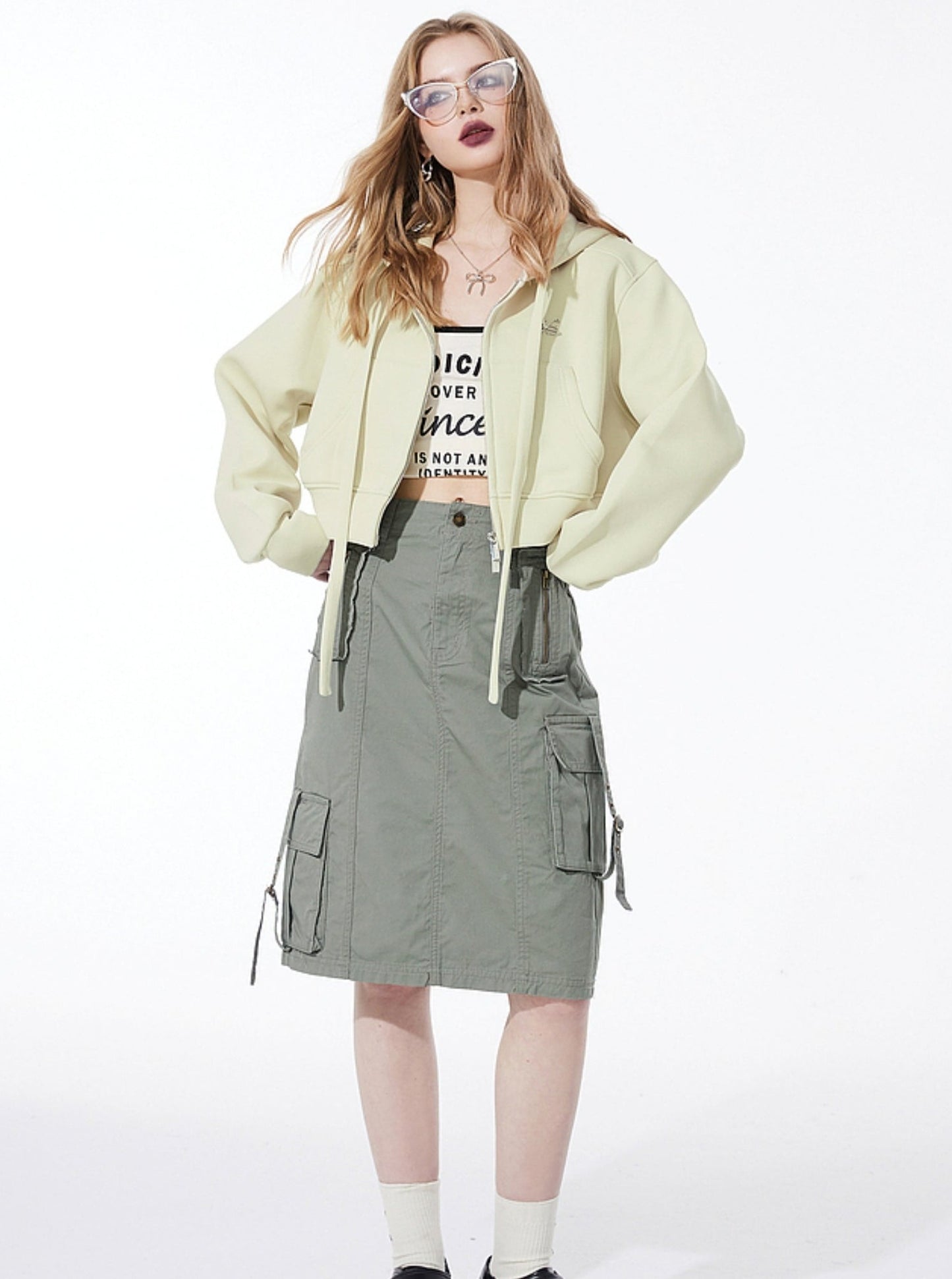 Hooded Cropped Sweatshir Coat