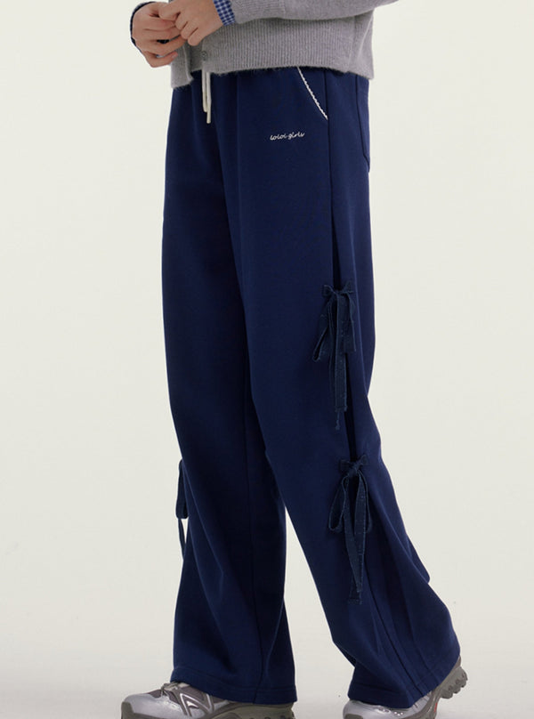 Wide Leg High Waist Grey Knit Pants