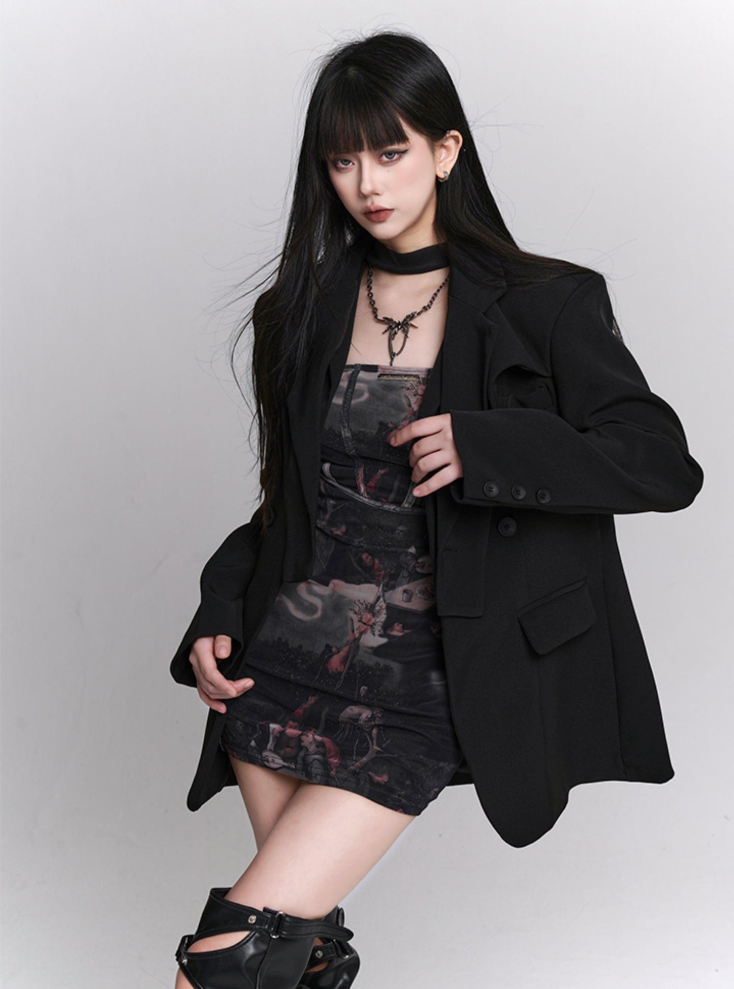 High-End Niche Black Blazer Coat