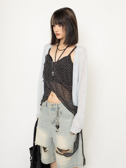 Mesh V-Neck Cardigan