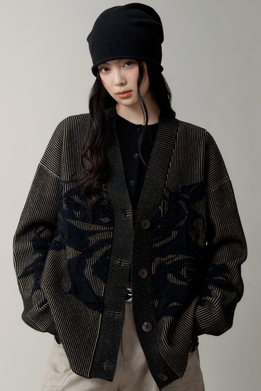 LAZY FIT JACQUARD SWEATER CARDIGAN