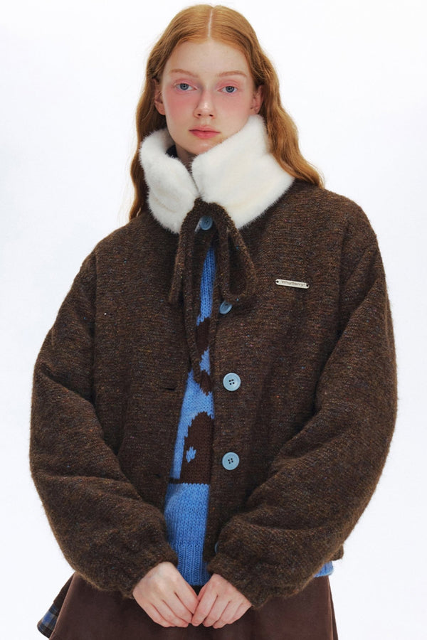 카라멜 카우슨 콘트라스트 자켓 