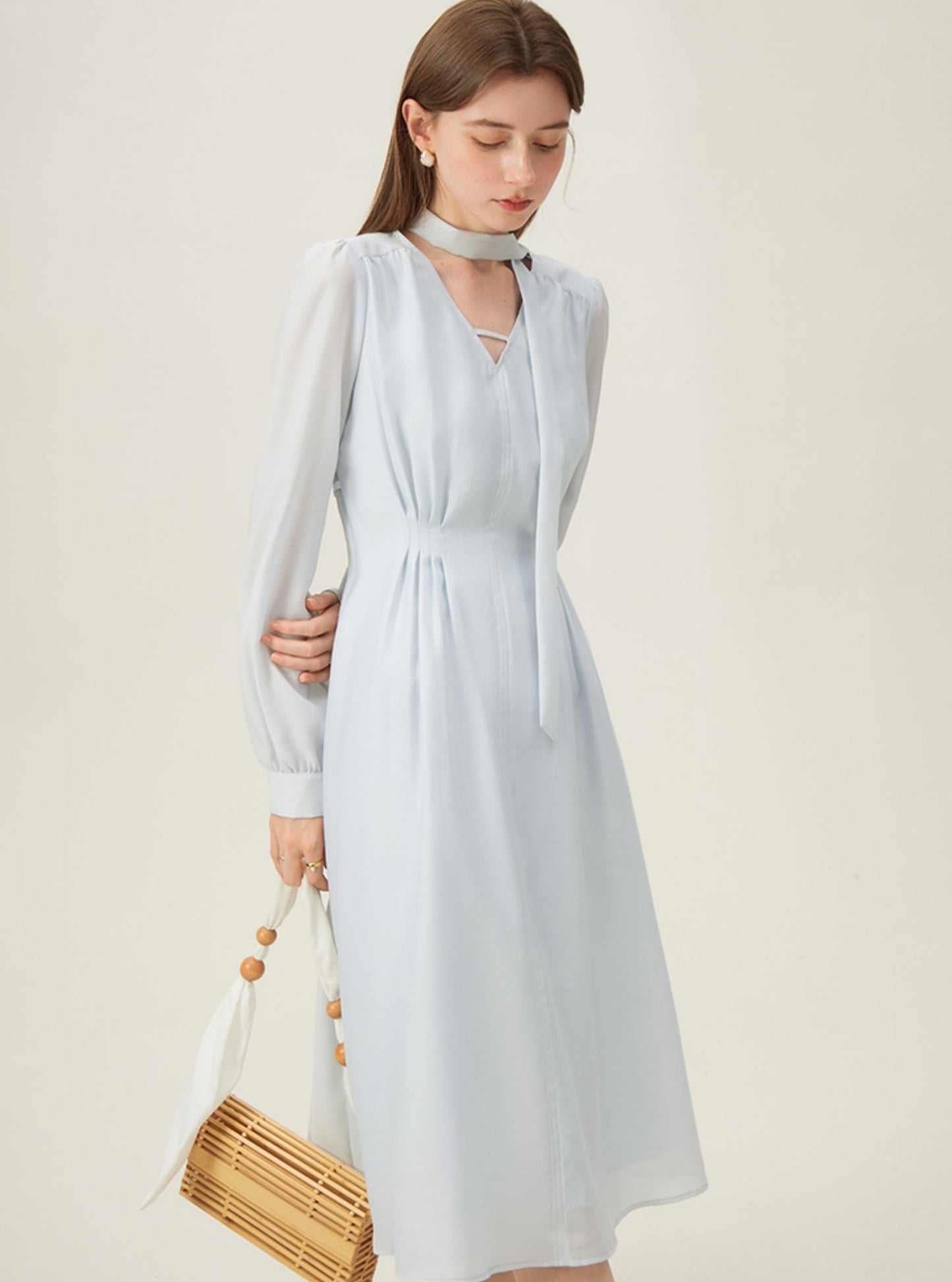 French Temperament Streamer V-Neck Dress