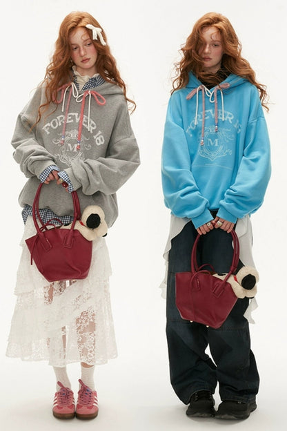 BOW HAT ROPE HOODED SWEATSHIRT