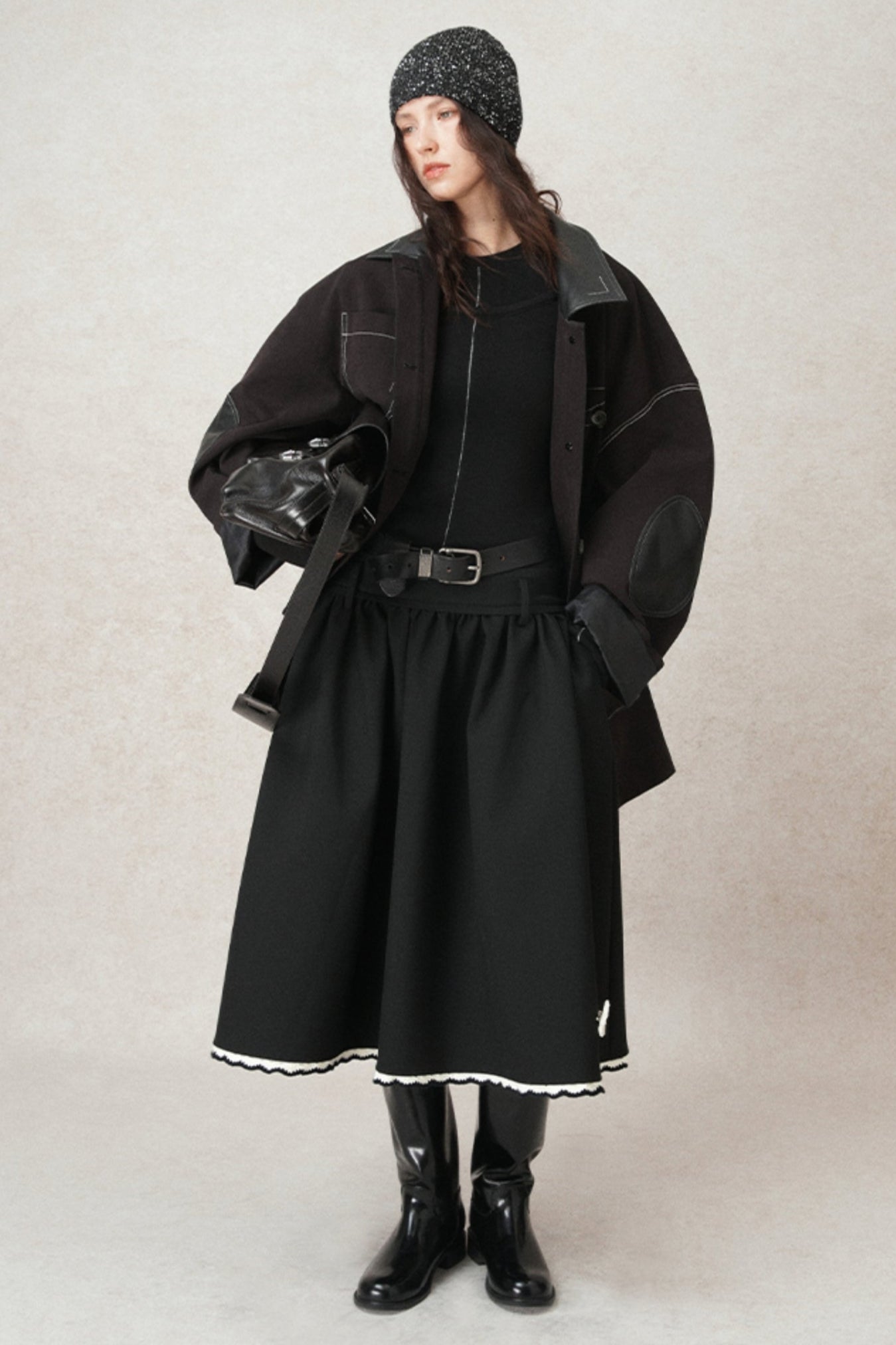 Kontrastierende Häkel-A-Linien-Puff-Rock 