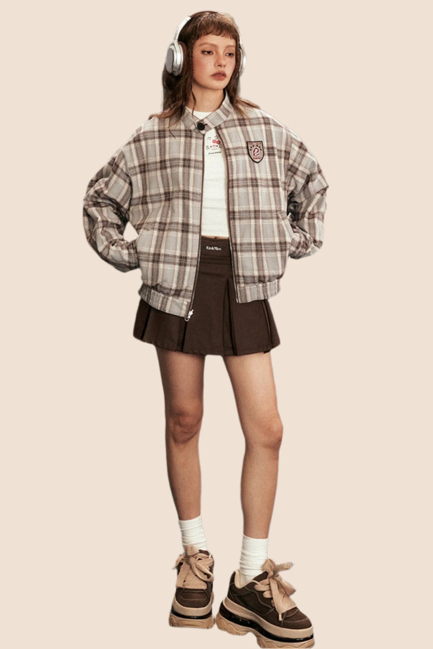 Retro Plaid Reversible Jersey Jacket