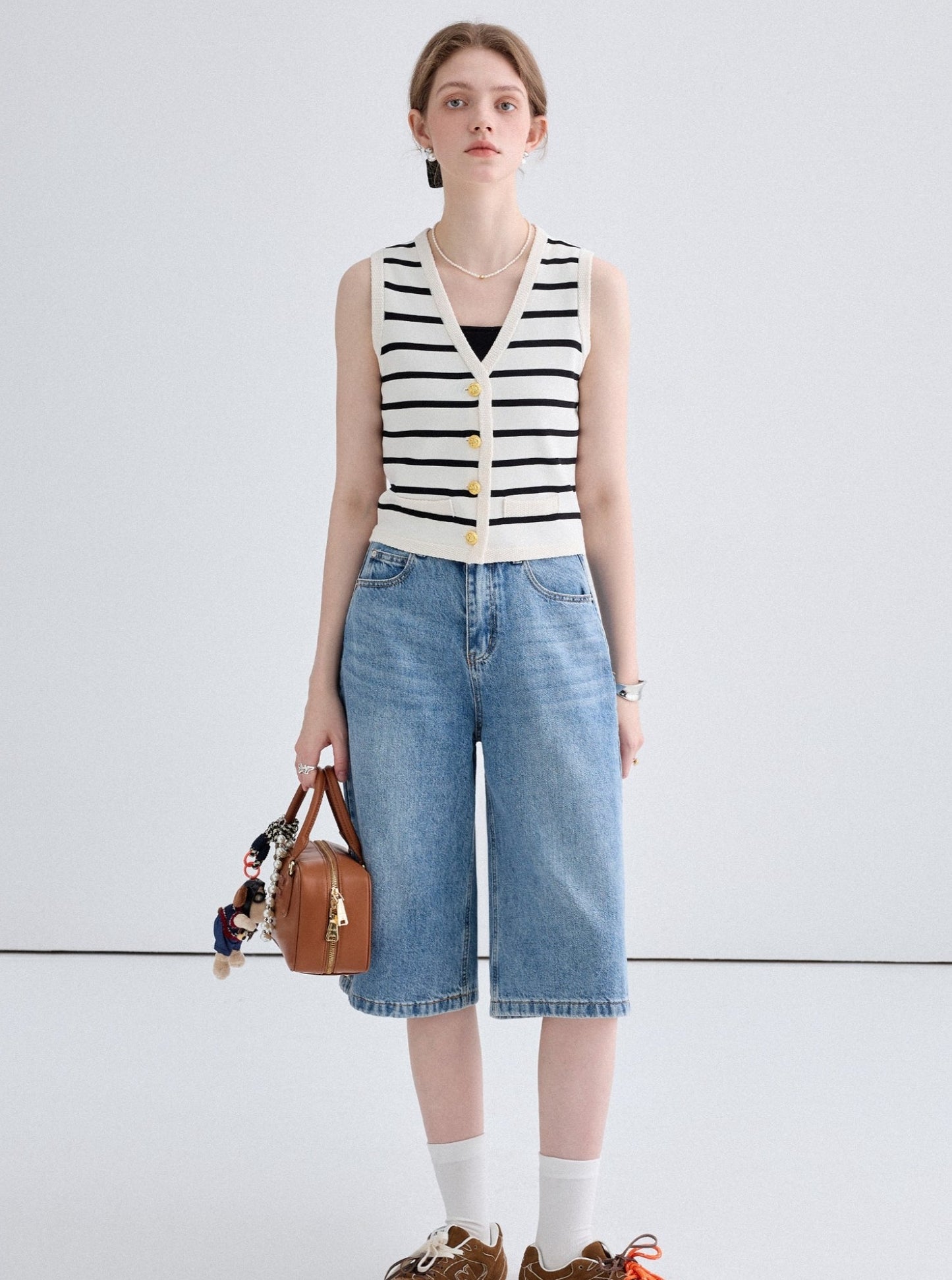 Simple Casual Striped Knit Vest Top