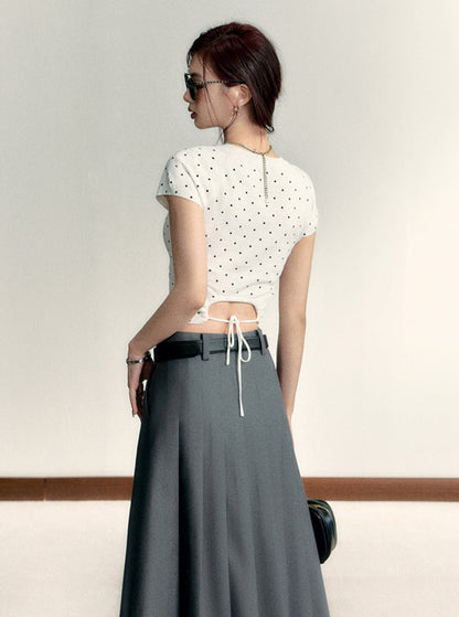 Polka Dot Tie-Back Crop Top