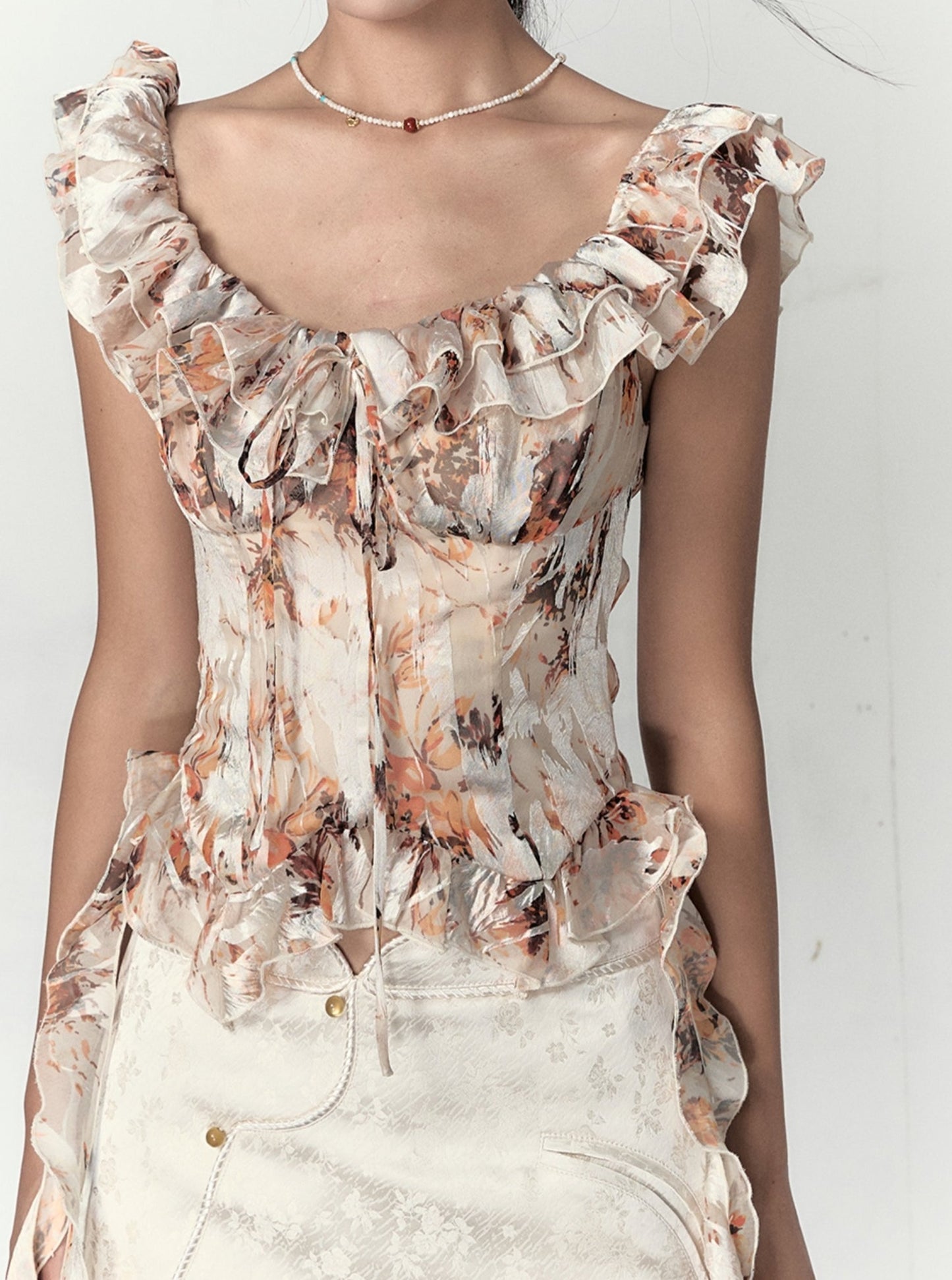 Fungus Trim Floral Top