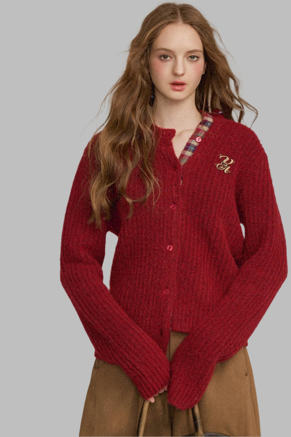 스티치 체크 울 탑 