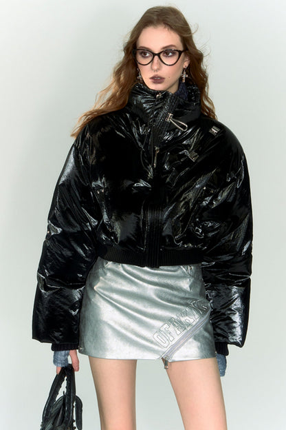 Metallic Gloss Short Down Jacket