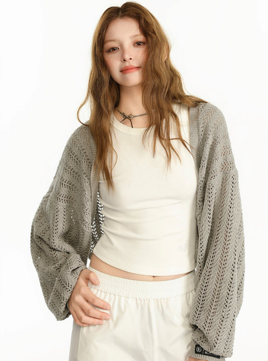 Lazy Style Knit Shoulder Cover-Up Coat