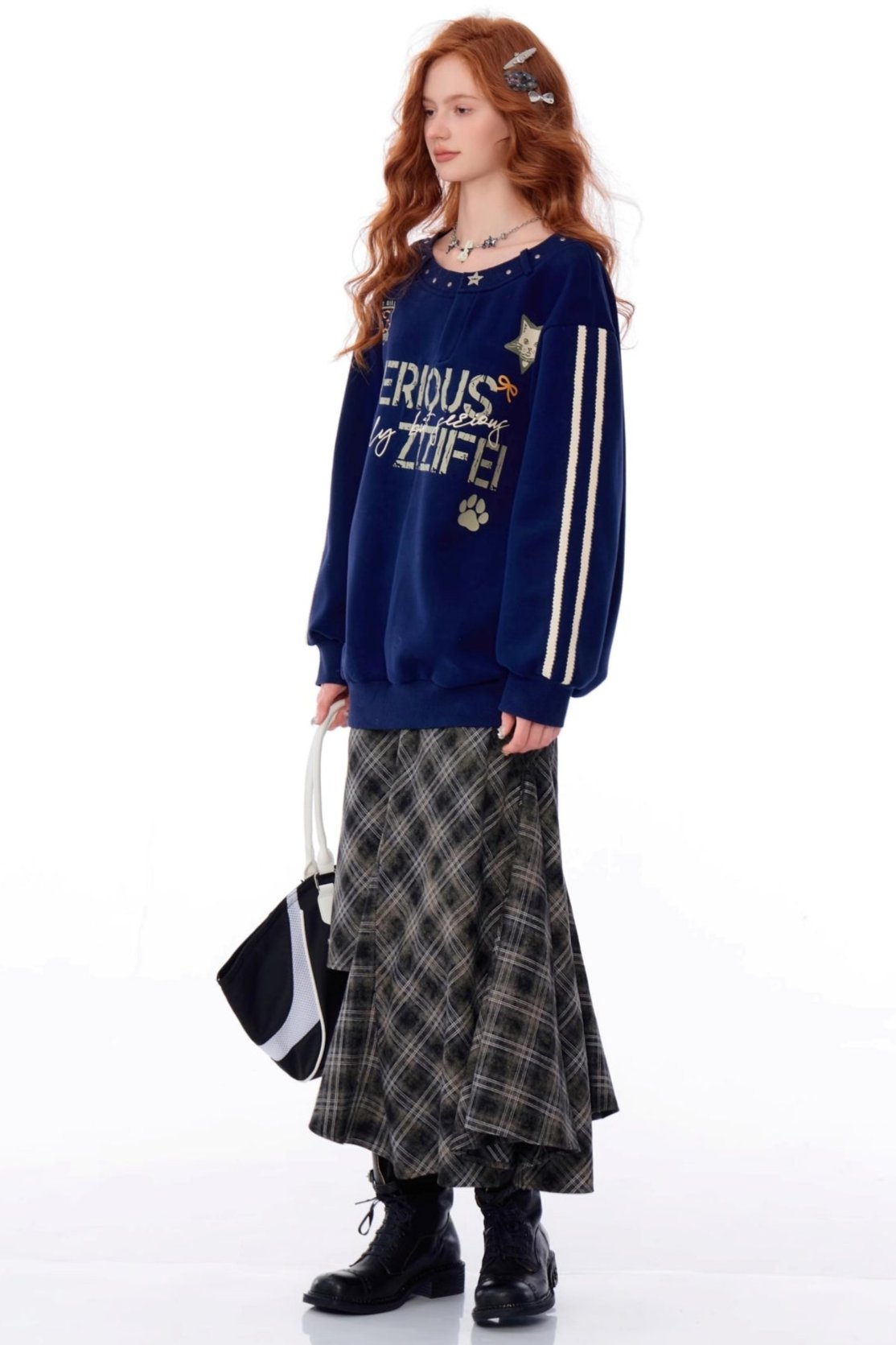 Off-Shoulder Letter Print Sweatshirt